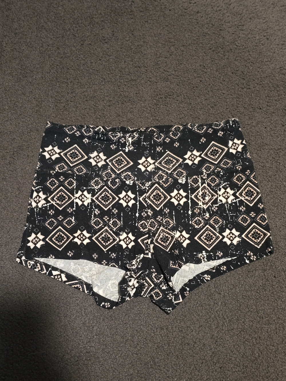 Wet Seal Black and White Aztec High-Waist Shorts